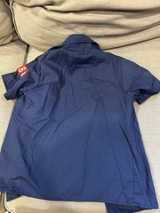 VTG BOY SCOUTS OF AMERICA Button Up Shirt Patches Size Youth 12 Navy Blue