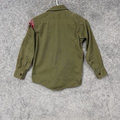 Vintage Boy Scouts Of America Shirt Hat Set Boys 10-12 Green Scout Uniform Twill