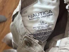 Nautica Boys School Uniform Pants Beige Twill Pockets Regular Fit Size 16