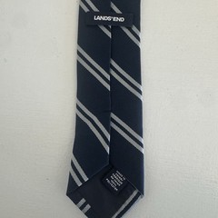 Lot of 3 Lands End Boys School Uniform Zipper Ties Size Medium Blue Stripes