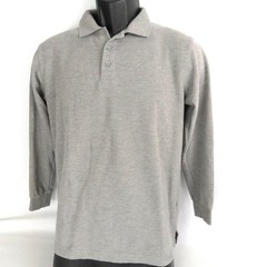 ALL UNIFORM WEAR Polo Shirt Long Sleeve Boys Girls Size 16 Gray COTTON BLEND