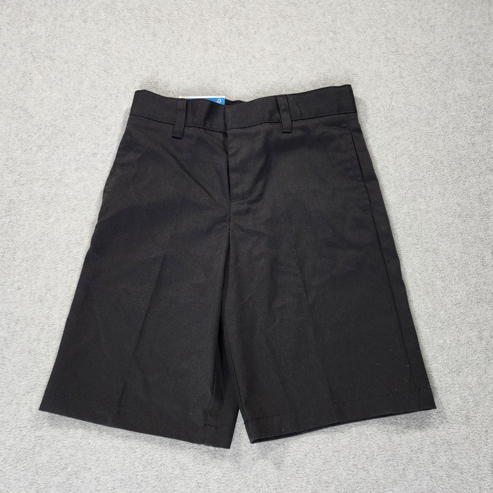 NWT French Toast Flat Front Uniform Shorts Boys Size 7 Black Adjustable Waist