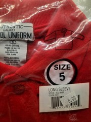 Authentic Galaxy School Uniform Shirt, Size 5, Long Sleeve, Red