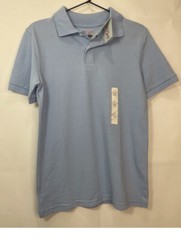 Cat & Jack Boys Size L (12 -14) Light Blue Short Sleeve School Uniform Top