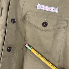 Boy Scouts of America Uniform Shirt Long Youth Large Green Collarless VTG Damage