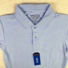 Nautica Boys Big School Uniform Short Sleeve Polo Shirt Button Closure Pique