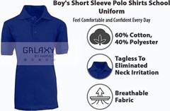 Boys School Uniform Short Sleeve Pique Polo Shirts Summer Colors (XS-2XL)