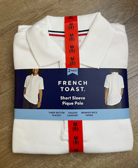 NWT Boy’s French Toast Uniform Short sleeve Whtie Polo Shirt 2-pack Medium Sz 8