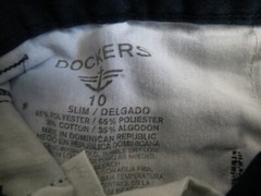 DOCKERS FLAT FRONT ADJ. WAIST NAVY PANT-SIZE 10 SLIM