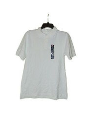 Chaps Boys School Uniform Polo Shirt White Size L 14-16 NWT Short Sleeve Cotton