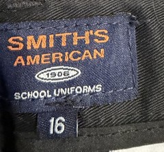 Smith’s American School Uniform Black Pants Size 16 Youth