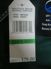 New Nautica Boy’s School Uniform Polo Shirt L 14/16 Husky Hunter Green UPF50+