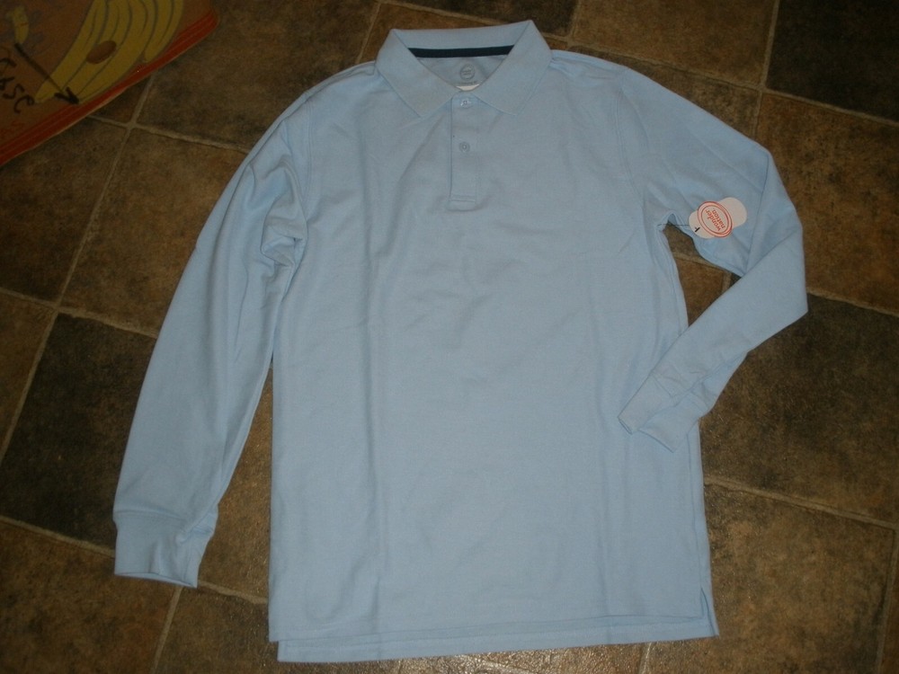NEW Wonder Nation School Uniform Polo Blue Long Sleeves XL 14-16 (A1)