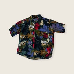 VTG 80s Youth Boys 6/7 Short Sleeve Button Up Shirt Abstract SMALL Hip Hop