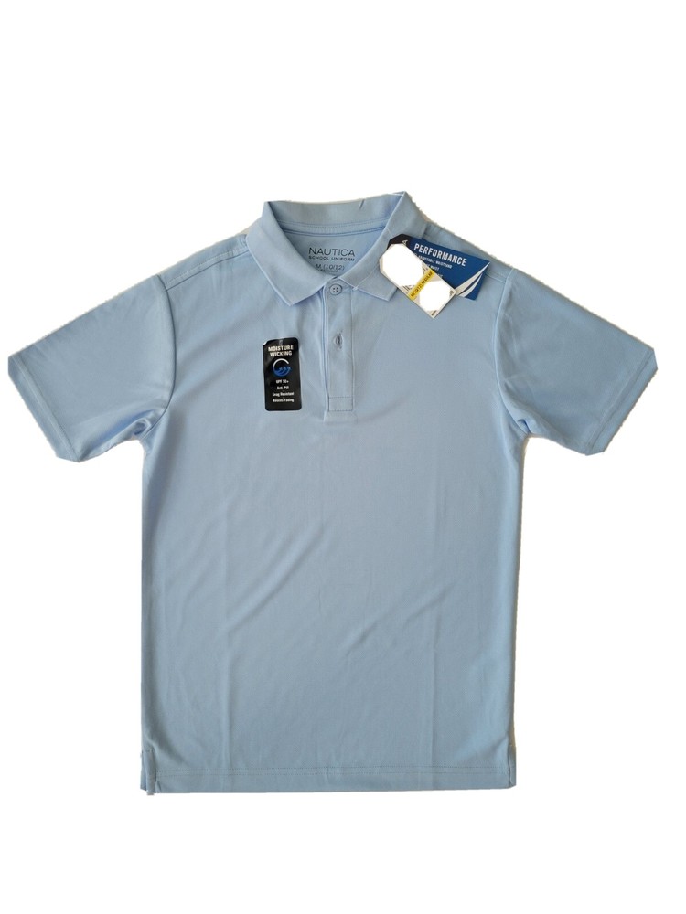 Boys Moisture Wicking Polo Shirt School Uniform Medium M (10/12) UPF 50+