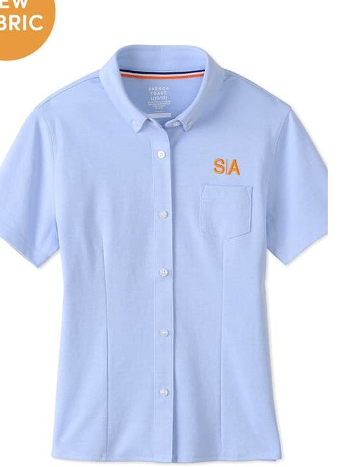 Success Academy Boys Short Sleeve Oxford Pique Shirt in Light Blue