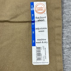 Wonder Nation Boys Uniform Shorts Khakis Size 18 Flat Front Adjustable Waist