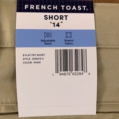French Toast Boys Size 14 Khaki Flat Front Uniform Shorts NWT