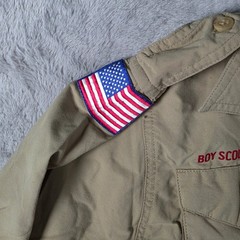 Boy Scouts of America Uniform Shirt Youth Large Tan Supplex Nylon Short Sleeve