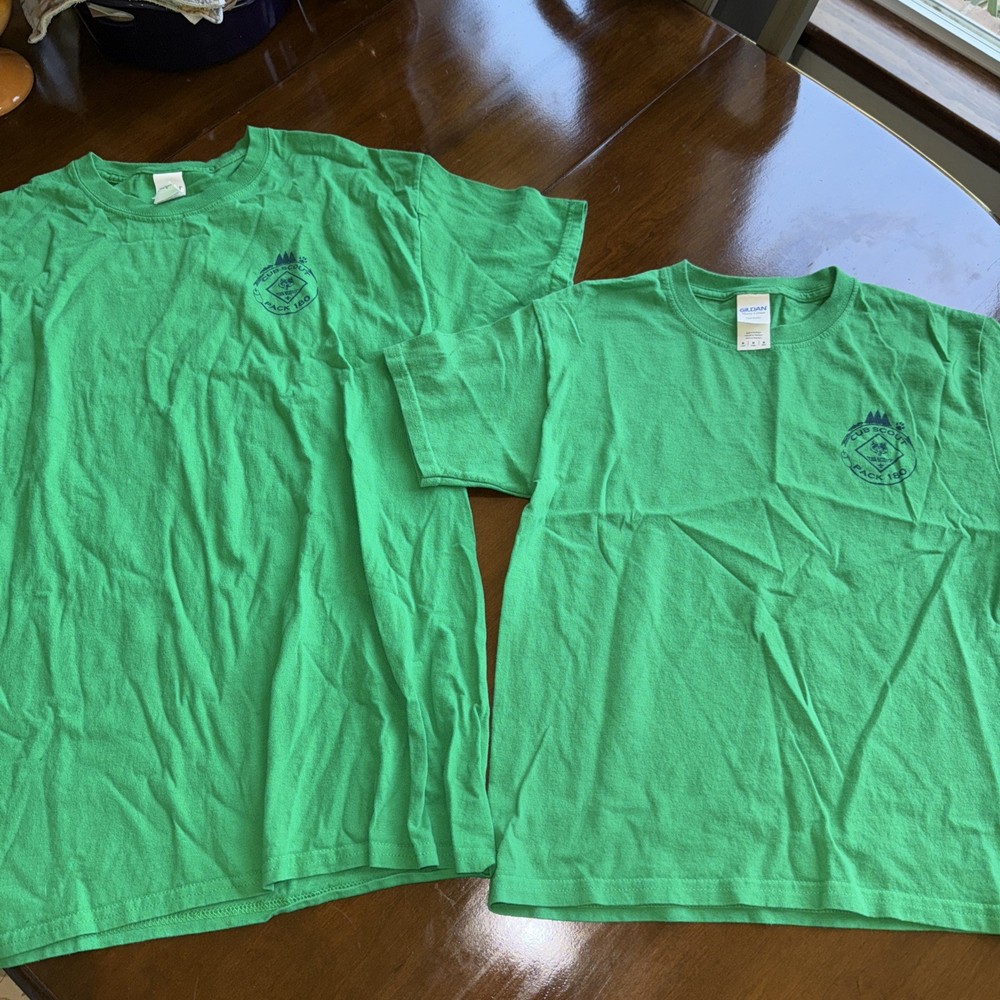 Cub Scouts BSA Uniform Men’s & Youth Green Crew Neck Tee Shirt Pack 180 Set Of 2