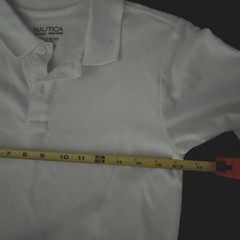 Boys Size L 14-16 POLO Shirt NAUTICA White Collared School Uniform Short Sleeve