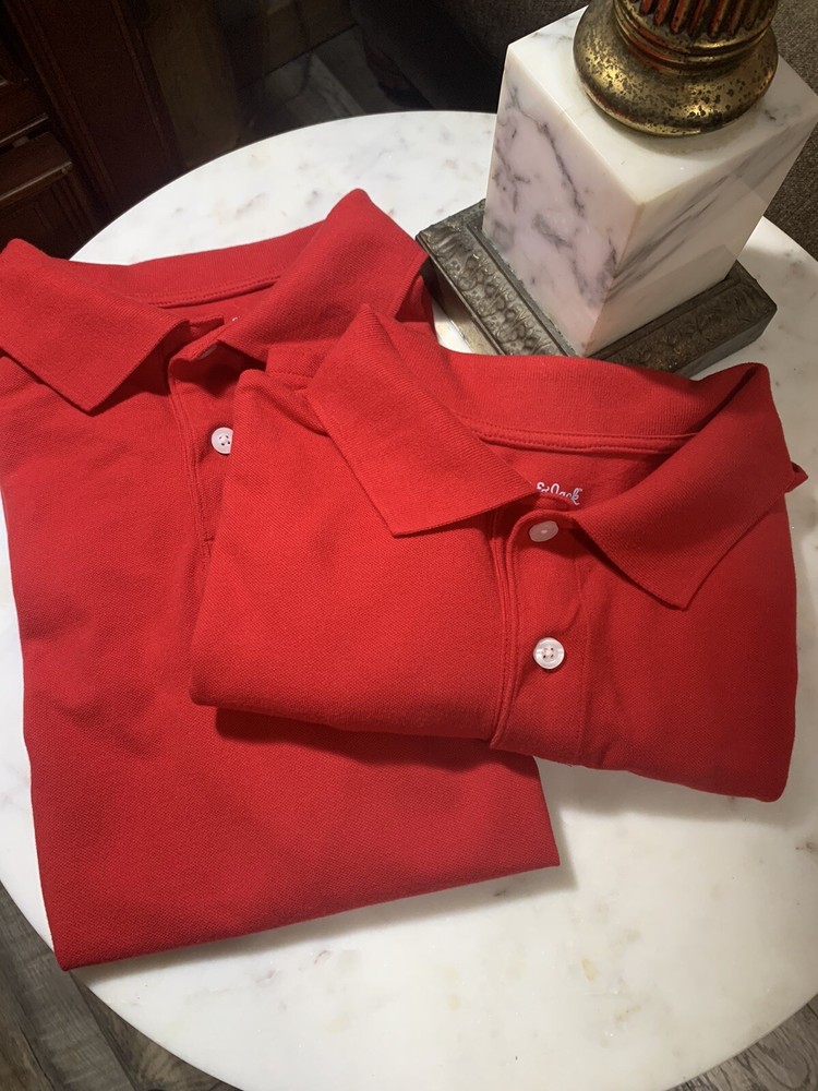 Boys Red XXL 18-20 Uniform Shirt Sleeve Pique Polo Shirt Cat & Jack