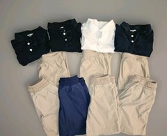 Boys School Uniform Lot of Small 3-pants, Small 4-shorts, Large 4-Polo Shirts.