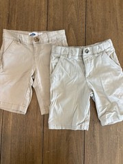 Old Navy French Toast Boys Uniform Bermuda Shorts Size 7 Beige 2 Piece Set