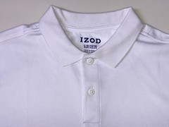Boys Polo Shirt Size Large 14/16 Husky White Short Sleeve Izod School Uniform