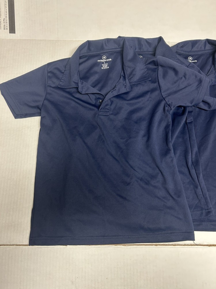 Real Essentials Short Sleeve Polo Shirt Size L School Uniform Stretch Lot of 3