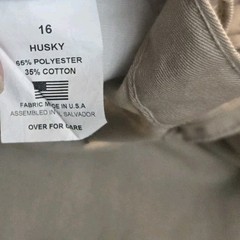 K-12 Gear Uniform Boys School Khakis 16 Husky With Waist Adjustable Straps