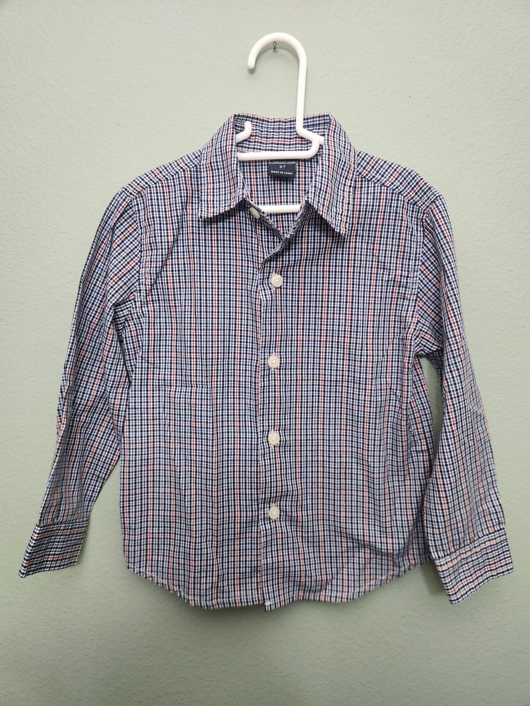 NWOT-Nautica Toddler Boys Plaid Button Down Dress Shirt Long Sleeve Size 3T