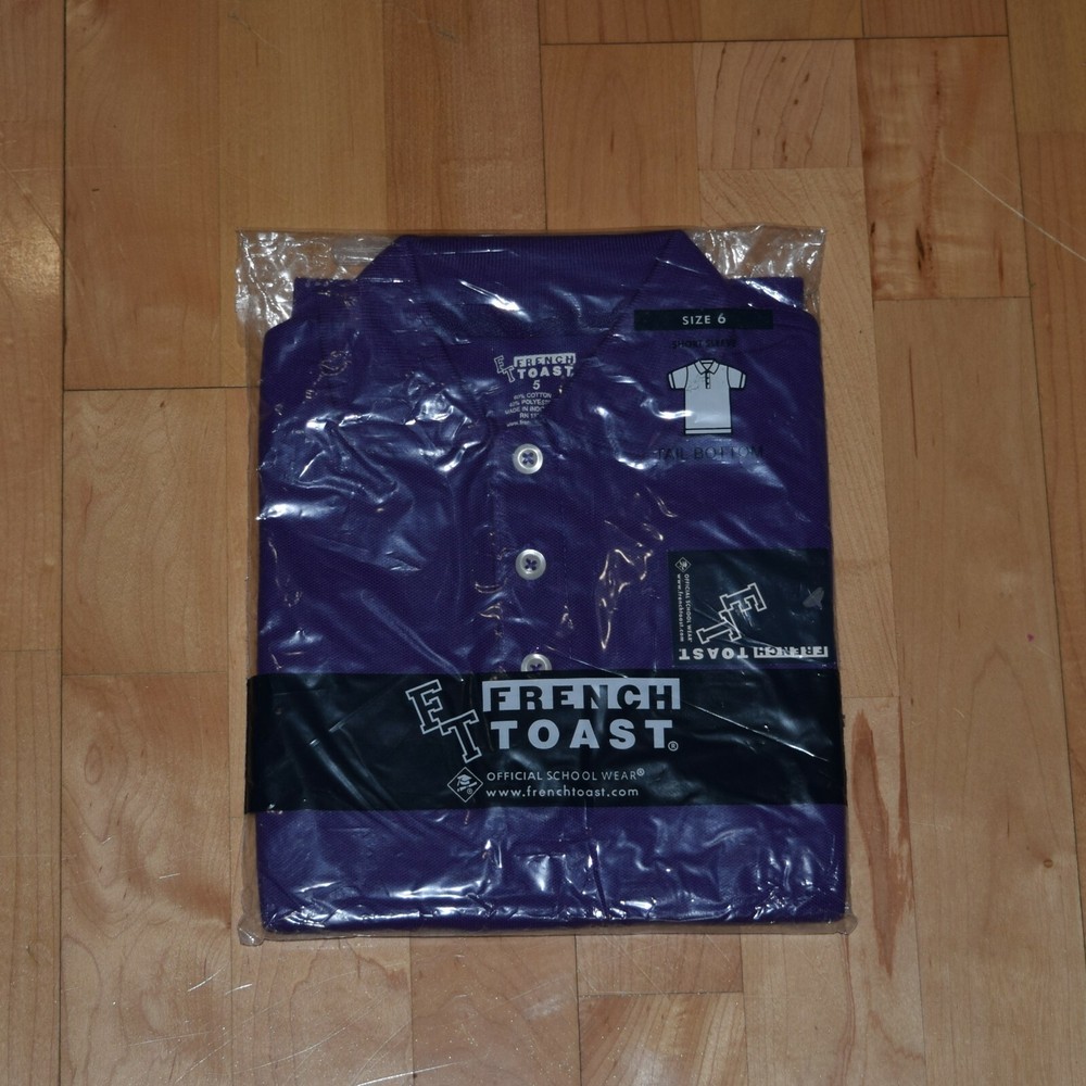 New FRENCH TOAST School Uniforms Boys Sz 5 Short Sleeve POLO Shirt Purple