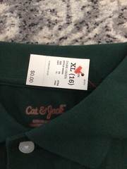 Cat & Jack Boy’s School Uniform Polo Shirt Dark Green Hunter Green Size XL 16 NW