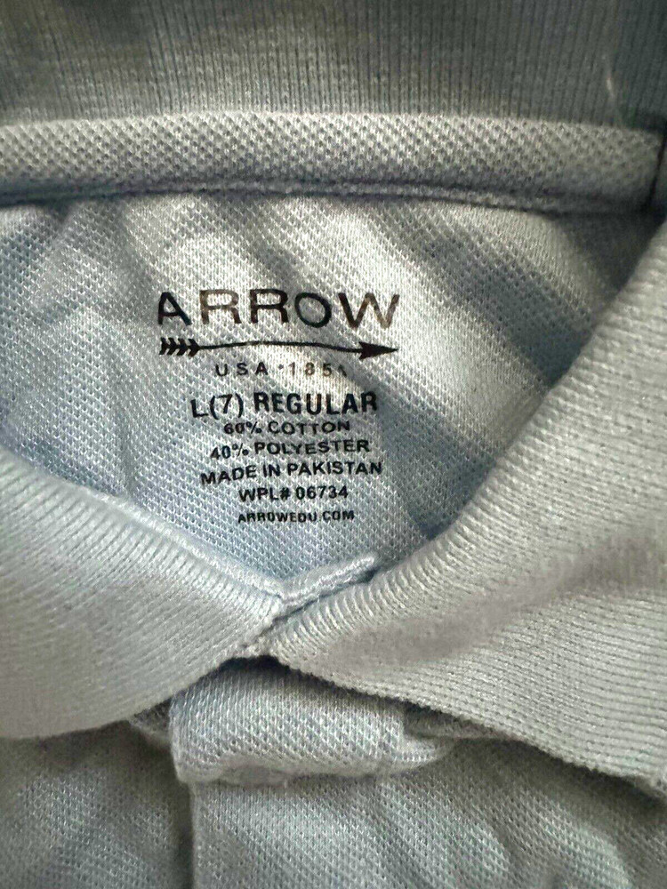 NEW Arrow Light Blue Short Sleeve Polo Shirt School Wear Uniform Top Large 7