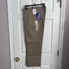 Dickies SchoolWear Boys 18H Classic Khaki Pant 30X28 Flat Front Straight Leg NWT