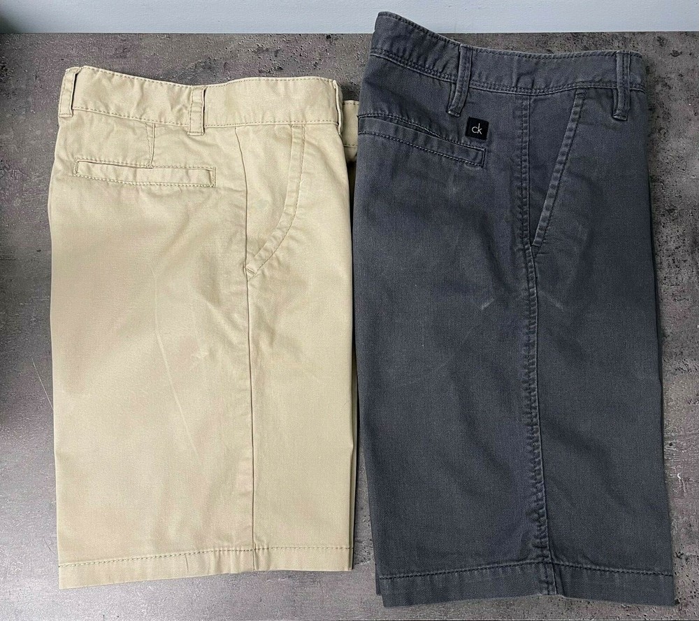 EUC Lot of 2 Boys Calvin Klein, Cat & Jack Size 10 Khaki, Gre Shorts