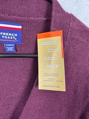 French Toast Plum Cardigan Sweater Button School pockets LS Boys Large 10/12 NEW