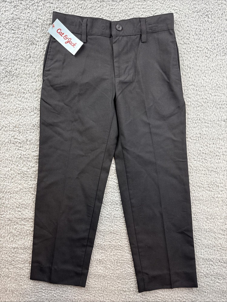 Cat & Jack Suit Pants Boys 7 Black Uniform Dress Chino Adjustable Waist School