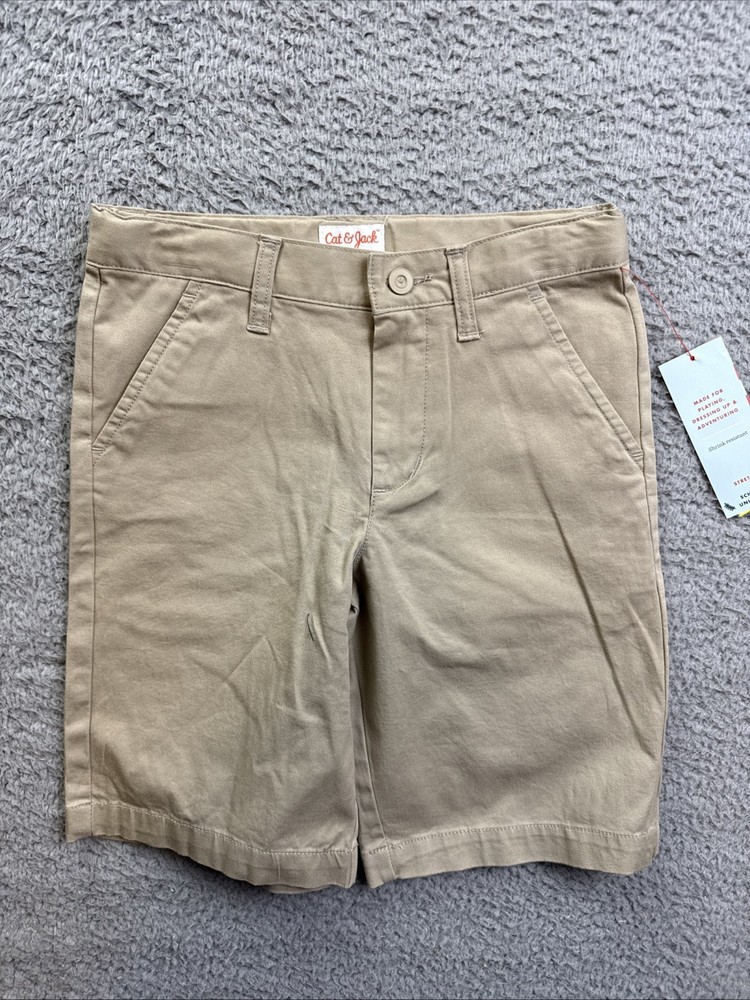 Cat & Jack Boys Youth 7 Khaki Flat Front School Uniform Chino Shorts