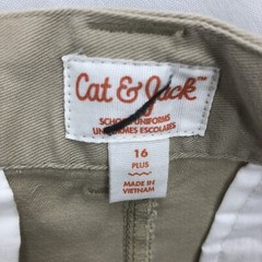 Cat & Jack Boys Bermuda Shorts Khaki Beige Uniform Adjustable Waist 16 Husky L22