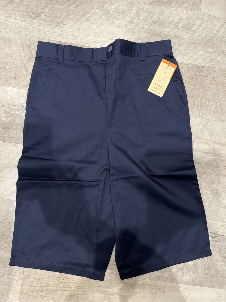 French Toast Boys School Uniform Flat Front Shorts Elastic Back , Navy. FreeShip