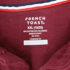 French Toast Kids Burgundy Short Sleeve Polo Shirt School Uniform XXL 18/20