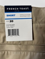 French Toast Boy’s Shorts School Uniform, Camping Size 20 Beige Long Inseam NEW