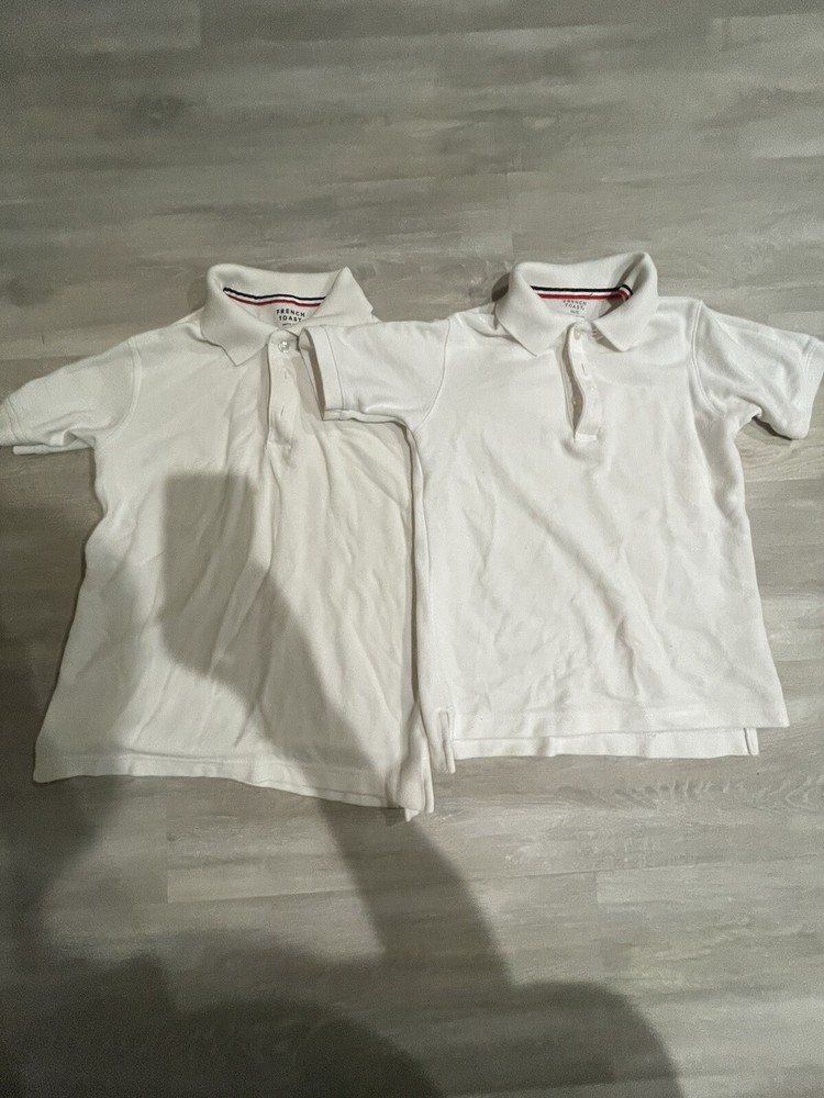 french toast boys white uniform shirts one small 6/7 & one size 8 medium youth