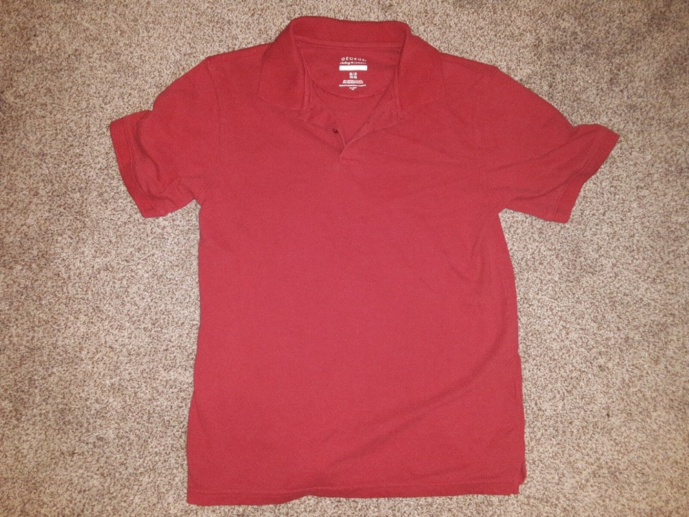 ✰ Boys XL 14-16 George Brand Red Collared Button Top Uniform Dress Shirt T-shirt