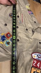 Boy Scouts BSA Cub Scouts Shirt Youth Large Tan Long Sleeve Uniform Patch Stains