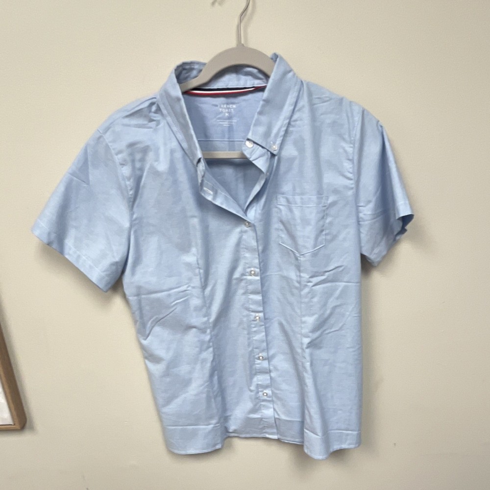 French Toast Boys Uniform Shirt Light Blue M Short Sleeve Button-Down