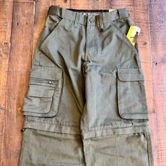 Boy Scouts Uniform Cargo Pant Youth 8 W25xL26 Green Convertible Shorts NWT