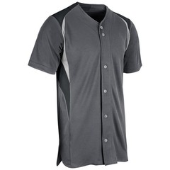Champro Youth Bull Pen Full Button Jersey -GRAPHITE,BLACK,WHITE Small